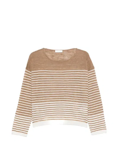 Roberto Collina Striped Sweater In Brown