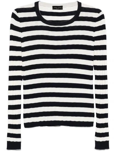 Roberto Collina Striped Sweater In Blue