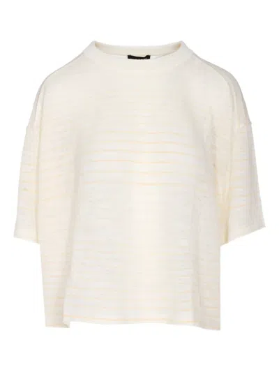 Roberto Collina Striped Crop Crewneck Oversize Top