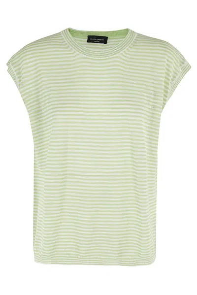 Roberto Collina Stripped Knit Top In Green