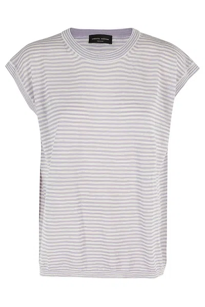 Roberto Collina Stripped Knit Top In Purple