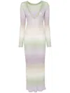 Roberto Collina Stripped Knitted Dress In Purple