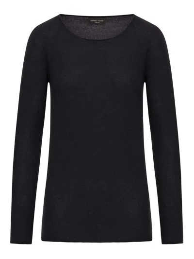 Roberto Collina Crew Neck Cashmere Sweater In Black