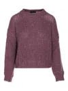 Roberto Collina Crew Neck Long Sleeves Textured Knit In Purple