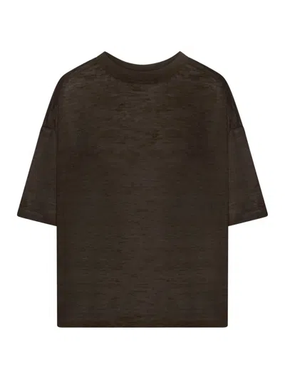 Roberto Collina Crwneck Short Sleeves In Brown