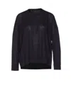Roberto Collina Sheer Fabric Crewneck Sweater With Ribbed Cuffs In Black