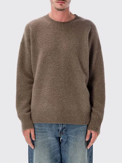 Roberto Collina Textured Boucle Knit Crewneck Sweater In Brown