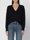 Roberto Collina Wool V-neck Sweater Long Sleeves In Black