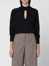 Roberto Collina Black Wool Sweater With Cut-out In Black