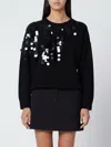 Roberto Collina Black Sweater With Sequin Embroidery In Black