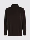 Roberto Collina High-collared Sweater With Side Slits In Ebon In Brown