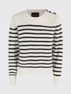 Roberto Collina Boxy Fit Cream Merino Wool Sweater With Striped Pattern In Neutral