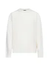 Roberto Collina Crew Neck Cotton Blend Brushed Sweater In White