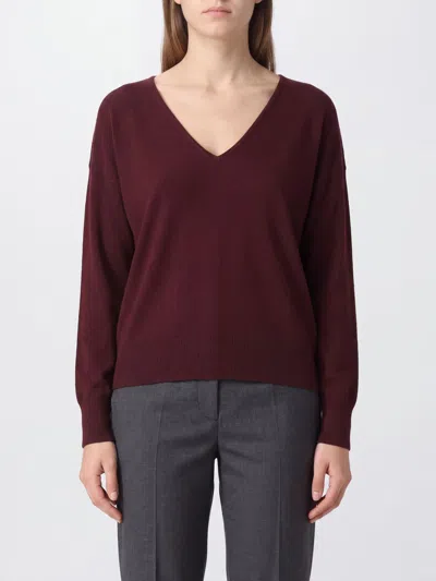 Roberto Collina Relaxed Vneck Cropped Knit Sweater In Burgundy