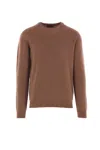 Roberto Collina Ribbed Crew Neck Sweater With Long Sleeves In Brown