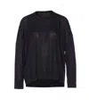 Roberto Collina Sheer Fabric Crewneck Sweater With Ribbed Cuffs In Black