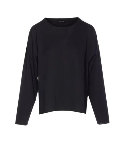 Roberto Collina Ribbed Crewneck Knitwear With Long Sleeves In Black