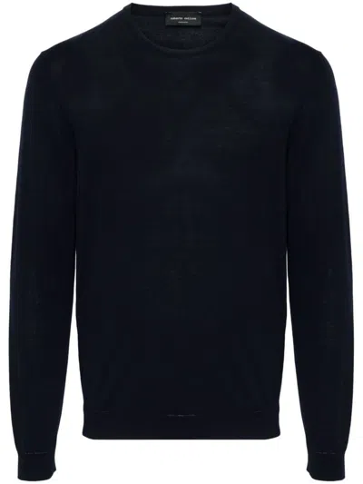 Roberto Collina Ribbed Cotton Jumper In Blue