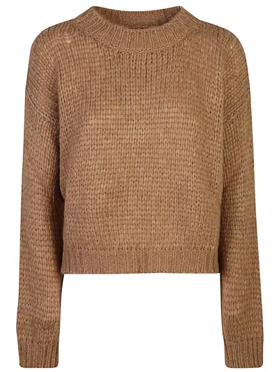 Roberto Collina Crewneck Knit Sweater In Brown