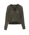 Roberto Collina Textured Knit Cardigan Front Pockets In Green