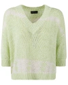 Roberto Collina V-neck Cropped Sweater In Linfa