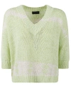 Roberto Collina V-neck Cropped Sweater In Linfa