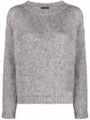 Roberto Collina Soft Knit Crewneck Sweater With Ribbed Finish In Multi