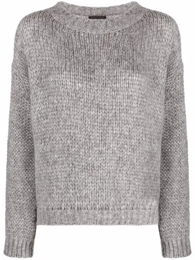 Roberto Collina Crew Neck Long Sleeve Sweater In Gray