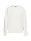 Roberto Collina Crew Neck Cotton Blend Brushed Sweater In White