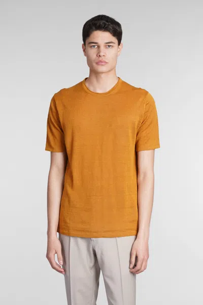 Roberto Collina T-shirt In Orange Linen In Brown