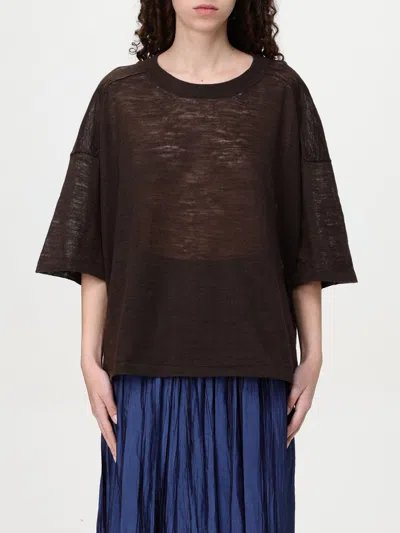 Roberto Collina Crwneck Short Sleeves In Brown