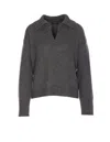 Roberto Collina Polo Knit Top Long Sleeves In Gray