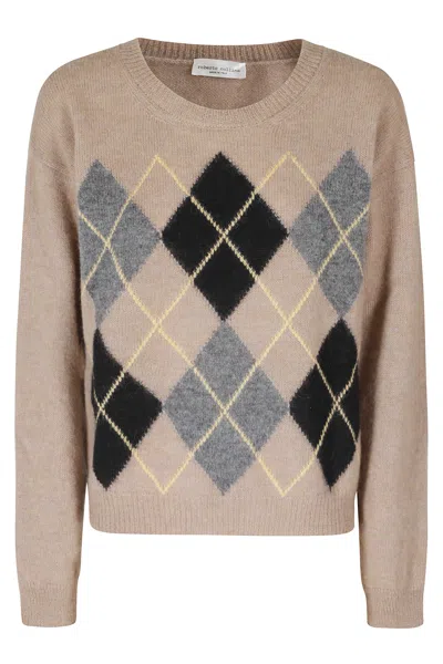 Roberto Collina Taupe Argyle Baby Alpaca-blend Sweater In Multi