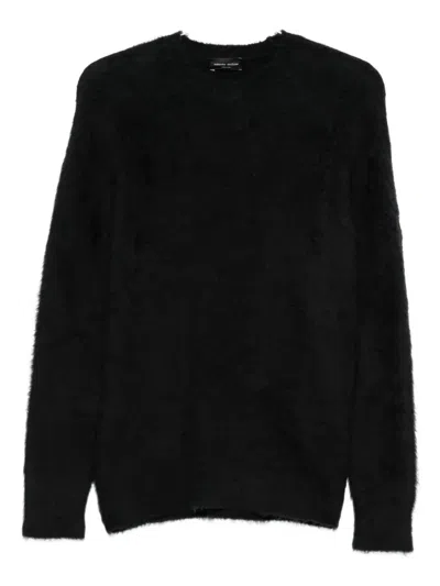 Roberto Collina Teddy-texture Crew-neck Sweater In Black