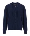 Roberto Collina Hooded Terry Sweater With Ribbed Cuffs And Hem In Blue