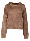 Roberto Collina Textured Knit Alpaca Sweater With Cropped Hem In Brown