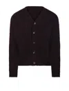 Roberto Collina Ribbed Knit V-neck Cardigan Clothing In Burgundy