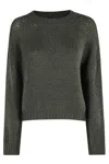 Roberto Collina Textured Knit Green Crew-neck Sweater In Gray