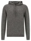 Roberto Collina Textured Knit Hooded Sweater In Medium Grey In Gray