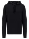 Roberto Collina Textured Knit Hooded Sweater In Virgin Wool In Blue