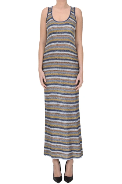 Roberto Collina Textured Knit Long Dress In Multi