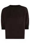 Roberto Collina Textured Knit Sweater With Three-quarter Sleeves In Burgundy