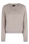 Roberto Collina Textured Knit V-neck Sweater In Brown