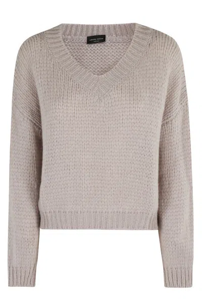 ROBERTO COLLINA TEXTURED KNIT V-NECK SWEATER