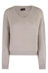 Roberto Collina Textured Knit V-neck Sweater In Neutral