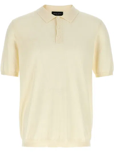 Roberto Collina Textured Short-sleeve Polo Shirt In Weiss
