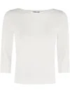 Roberto Collina Solid Color Lightweight Top With Boat Neckline In Weiss