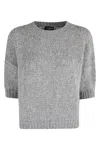 Roberto Collina Three-quarter Sleeve Grey Knitwear With Ribbed Texture In Gray