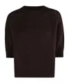 Roberto Collina Textured Knit Sweater With Three-quarter Sleeves In Brown