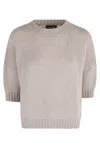 Roberto Collina Three-quarter Sleeve Textured Knit Sweater In Gray